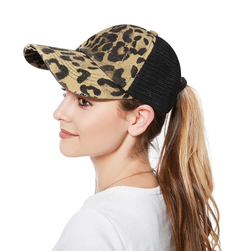 Bocianelli Criss Cross Hat Washed Distressed Baseball Cap Ponytail Hat High Messy Bun Ponycap for Women - Image 5